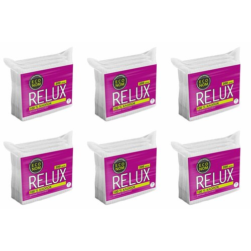 ватные палочки relux cotton swabs in a cylinder 100 шт Relux Ватные палочки Econom, 200 шт, 6 уп.