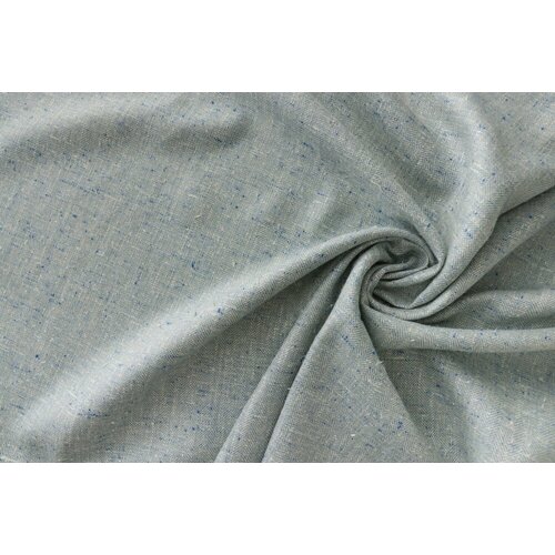 Ткань костюмно-плательный лен смесовой голубой ткань синий лен в елочку
