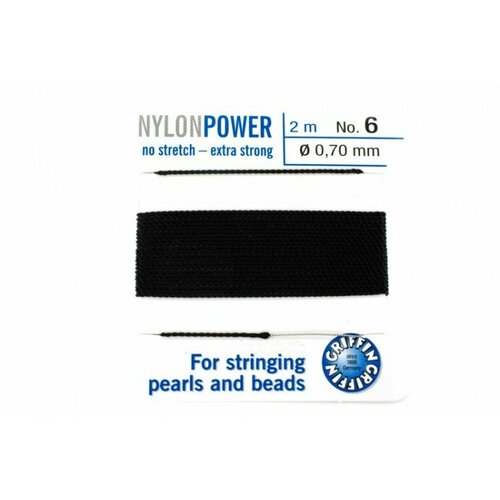 Нить для жемчуга и бисера Griffin с иглой диаметр 07мм длина 2м цвет черный 1030-133 1шт 328₽