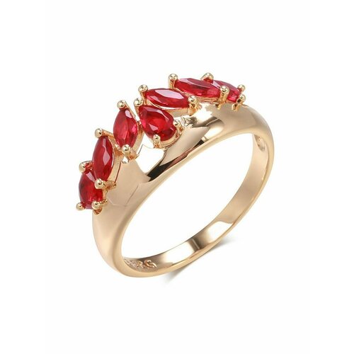 Кольцо, циркон, искусственный камень, размер 17, красный, золотой кольцо теропром искусственный камень размер 17 красный