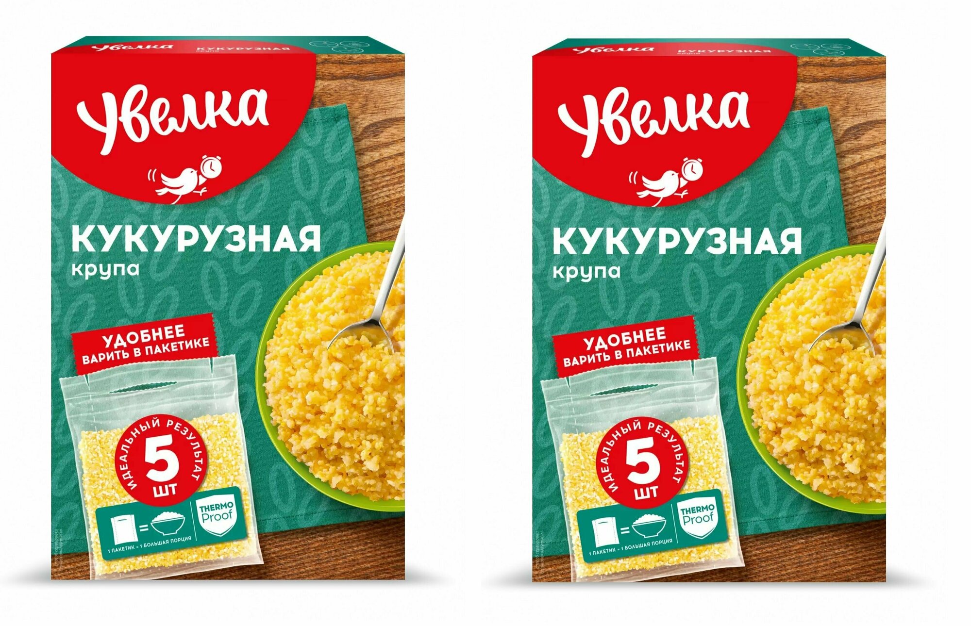 Крупа кукурузная, "Увелка", в пакетиках для варки (5 шт по 80г в коробке), 400г 2 шт - фотография № 1