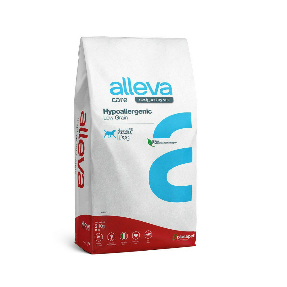 Alleva Care Dog Adult Hypoallergenic Low Grain сухой диетический гипоаллергенный корм для взрослых собак для снижения пищевой непереносимости - 5 кг