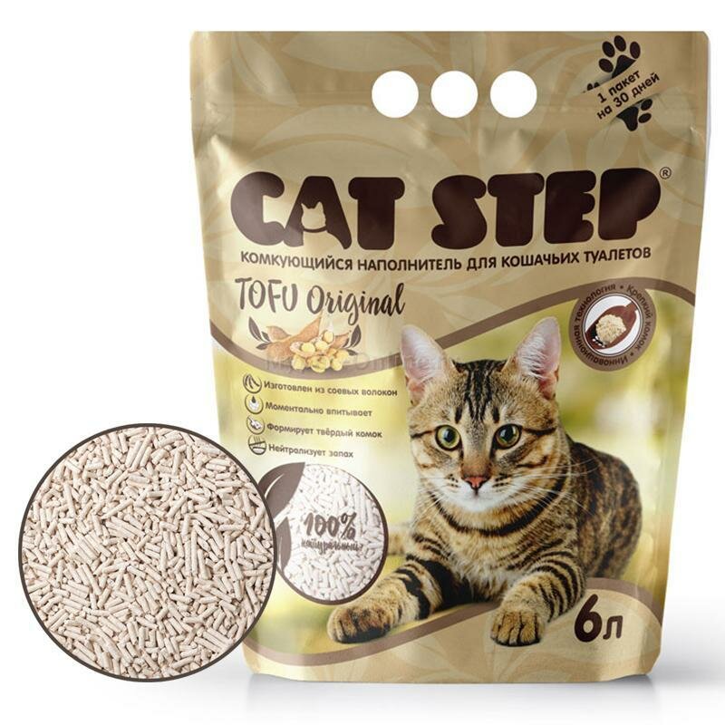 Комкующийся наполнитель Cat Step Tofu Original, 6л, 1 шт.