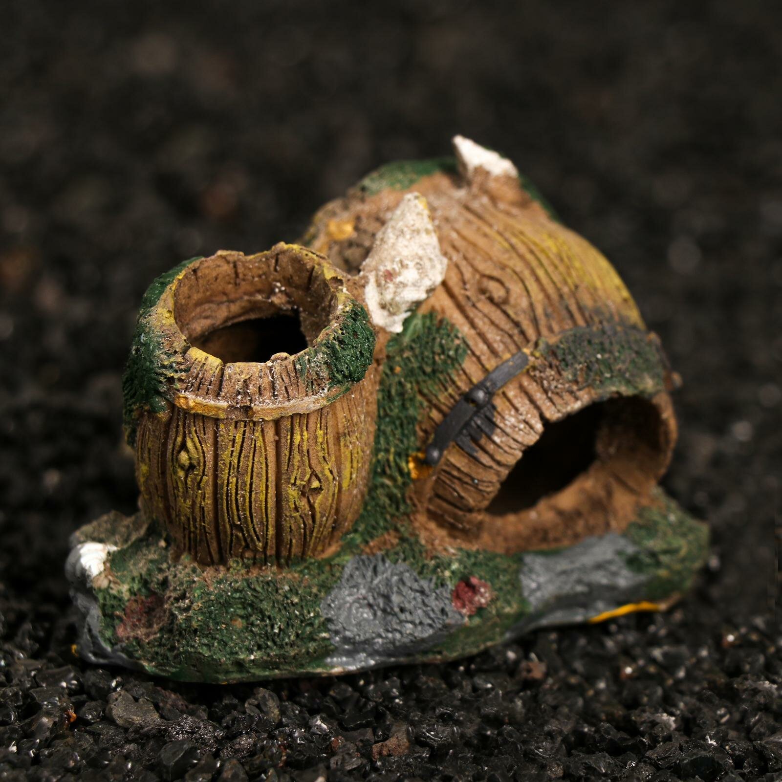 Декор Пижон Aqua "Бочки" для аквариума оригинальный безопасный 7.5x5.5x5см