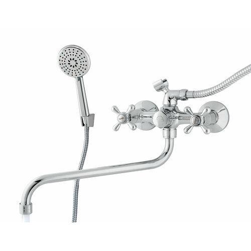 Смеситель ванна, латунь, хром, картридж D22, излив 30 см. 10-86 П