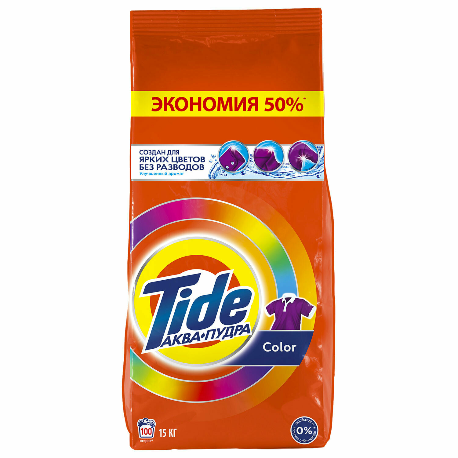 Стиральный порошок-автомат 15 кг, TIDE, 100 стирок, 80769433, 1шт в компл.