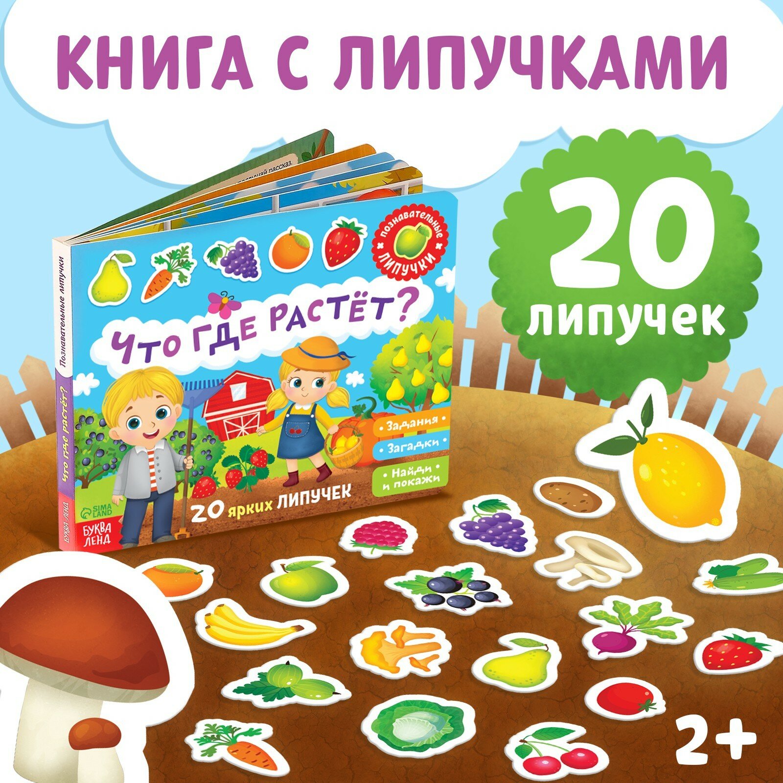 Книжка с липучками Что где растет Задания загадки найди и покажи - фото №16