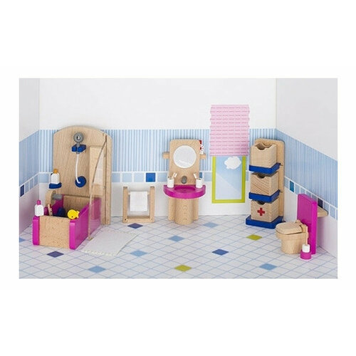Мебель для кукол Ванная Goki сюжетно ролевой деревянный конструктор юный плотник набор деревянных инструментов игровые строительные инструменты