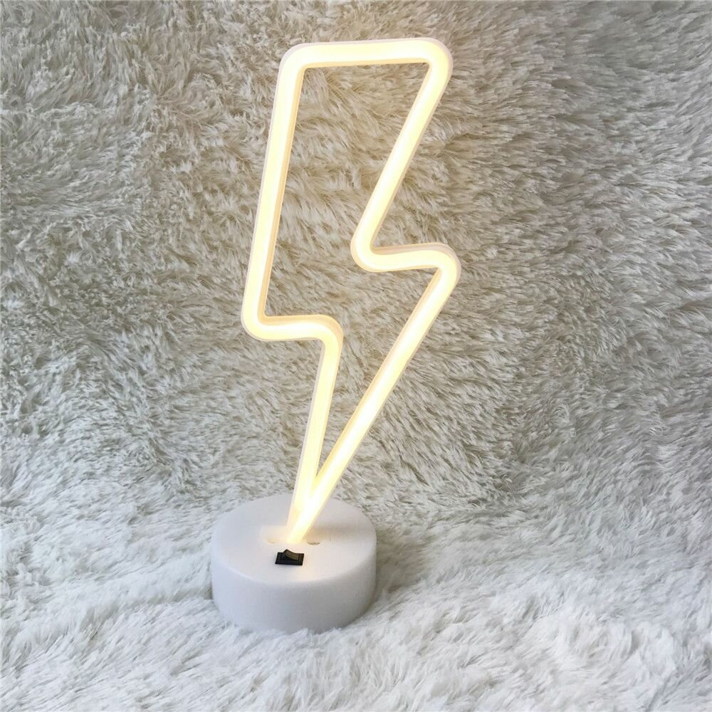 Настольный неоновый светильник ночник, LED Молния желтая - фотография № 7