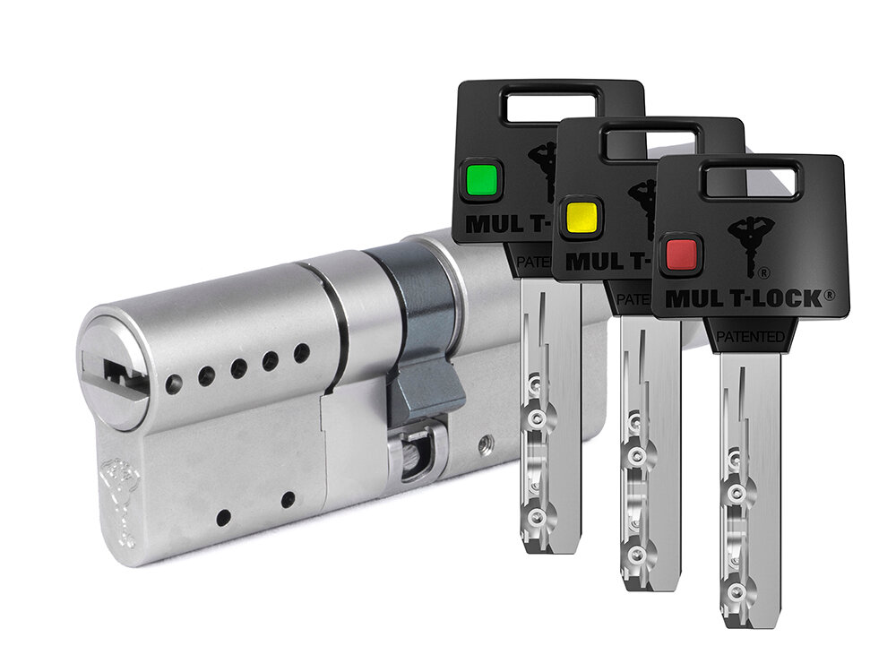 Цилиндр Mul-t-Lock MTL400 Светофор ключ-вертушка (размер 35х55 мм) - Никель, Флажок