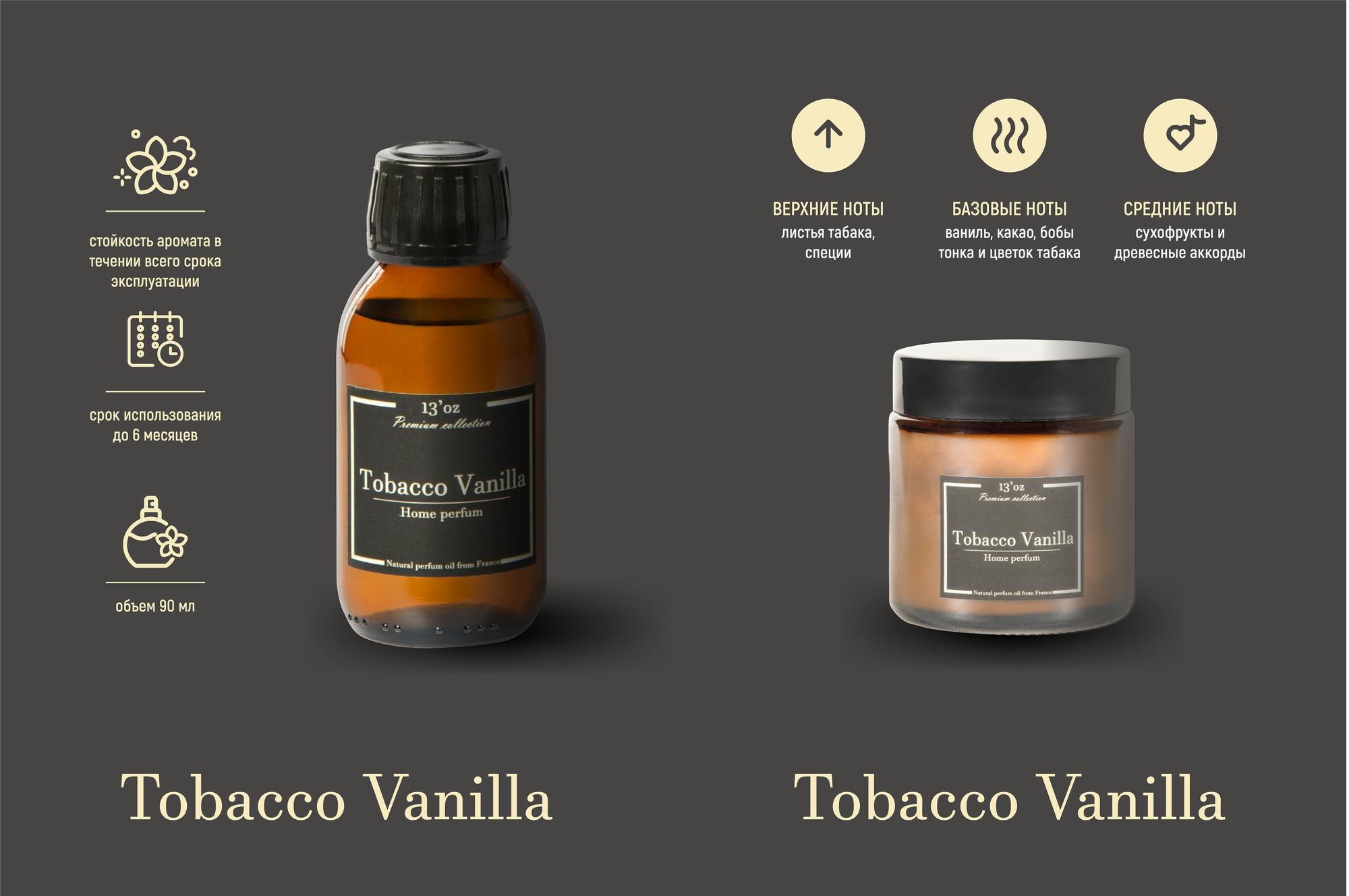 Набор 13'oz Tobacco Vanilla : свеча 90 мл + диффузор 90 мл