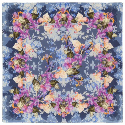 фото Платок павловопосадская платочная мануфактура,65х65 см, желтый, красный