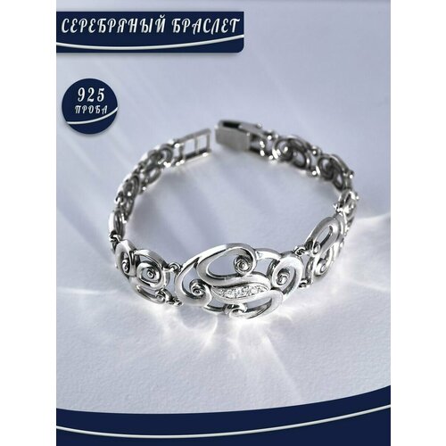 фото Браслет брюс, серебро, 925 проба, фианит, длина 18.5 см.