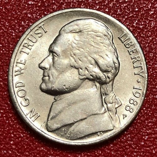 Монета США 5 центов 1988 год Джефферсон # 6-1