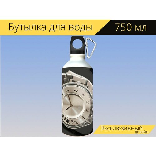 фото Бутылка фляга для воды "swatch часы, наручные часы, время" 750 мл. с карабином и принтом lotsprints