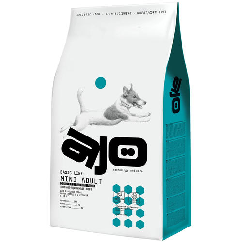 Сухой корм для собак AJO (АЙО) Dog Mini Adult, для малых пород, с гречкой 2 кг