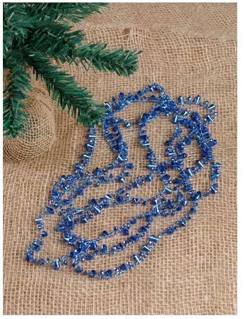Елочное украшение "Бусы новогодние Капелька" (синий, 24 шт), 270 см LF626