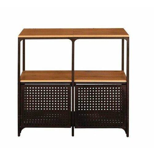 Стеллаж Олимп 4235 Люмен широкий с дверками Дуб ВотанМеталл Черный 19264₽