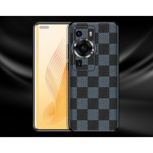 Чехол бампер накладка MyPads Scozzese для Huawei P60 / Huawei P60 Pro на силиконовой основе обтянутый импортной кожей с роскошным дизайном в клетку.