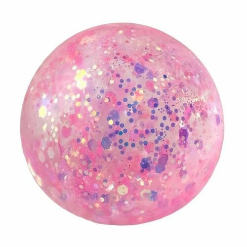 Игрушка шарик эластичный антистресс розовый с блестками игрушка антистресс эластичный шарик