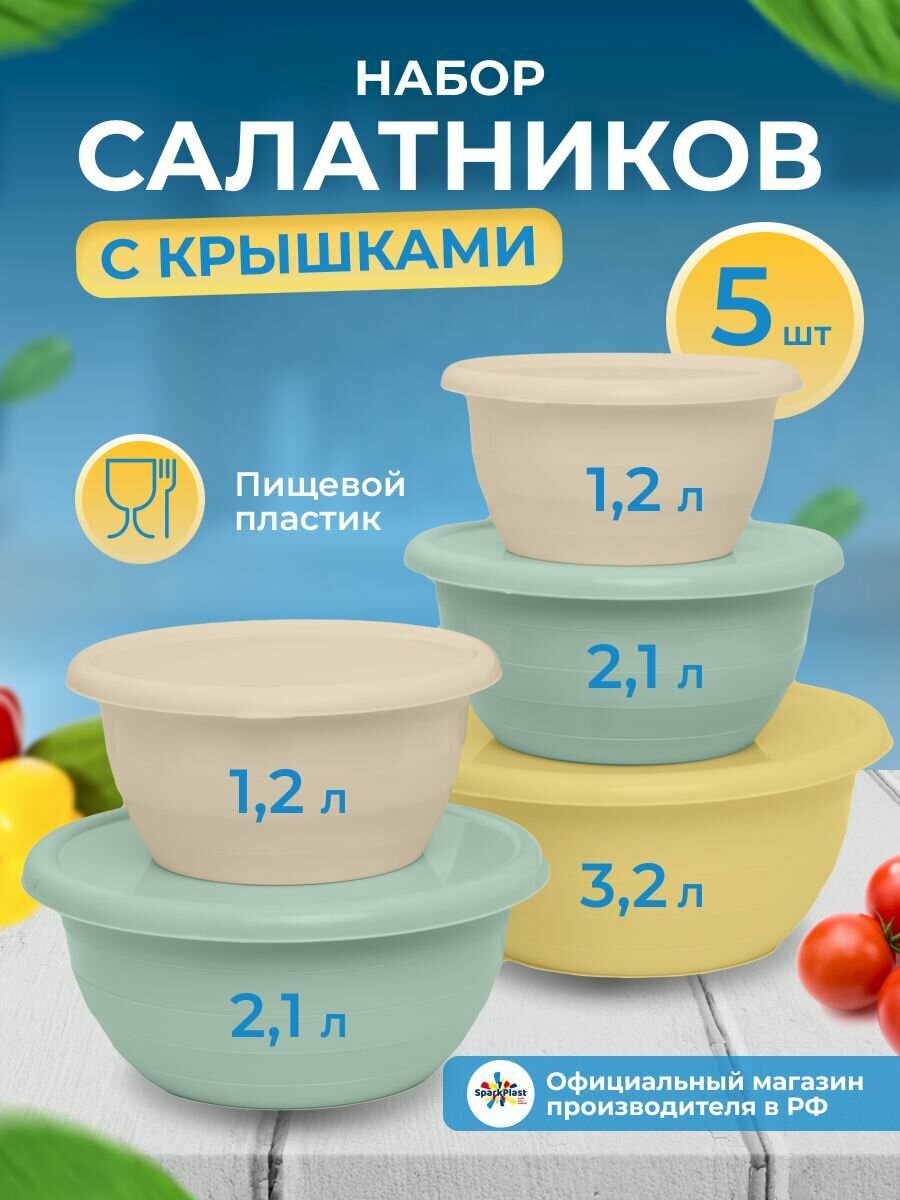 Набор салатников 5 шт с крышкой