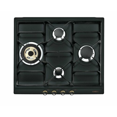Газовая варочная панель Smeg SR764AO эмалированная сталь ширина 60 см 4 конфорки конфорка с 3-м пламенем электроподжиг газконтроль чугунные решетки 7549000₽