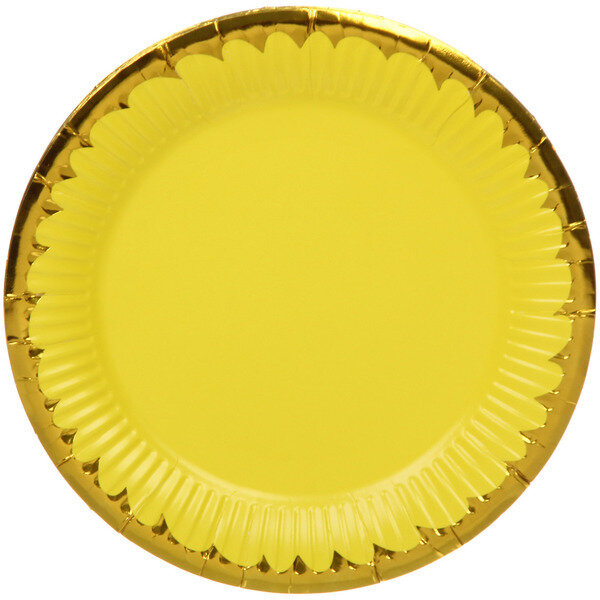 Тарелка бумажная 18 см в наборе 10 шт «Праздничный день», желтый