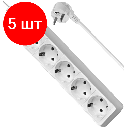 Комплект 5 штук, Сетевой фильтр Defender ES 5 5 м, белый, 5 розеток (99483)