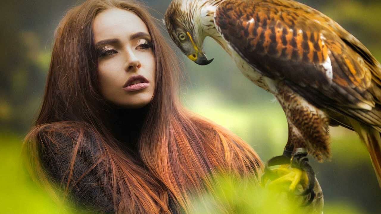 Девушки орла фото Постеры девушка с птицами - купить по низкой цене на Яндекс Маркете