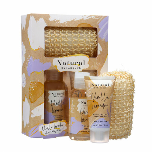 SUI Подарочный набор Natural Botanique лосьон 50 мл гель для душа 120 мл мочалка 1090₽