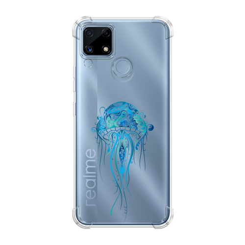 Противоударный силиконовый чехол на Realme C25s / Реалми C25s с рисунком Голубая медуза силиконовый чехол на realme c25s реалми c25s фон соты синие