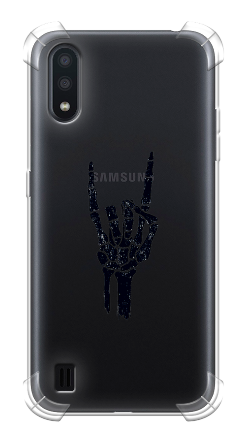 Противоударный силиконовый чехол на Samsung Galaxy A01 / Самсунг Гэлакси А01 с рисунком Rock for a skeleton