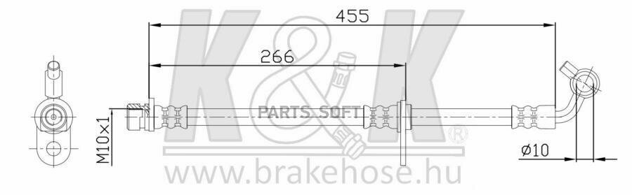 K&K FT1081 Шланг тормозной HONDA CR-V III. (RE) 2.4 i-VTEC 4WD 09.09-