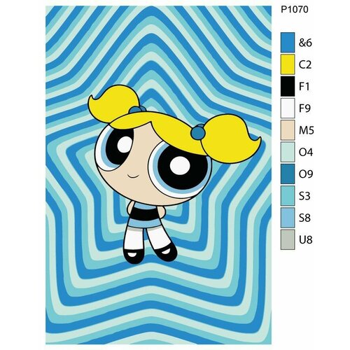 Детская картина по номерам P1070 Мультсериал The Powerpuff Girls (Суперкрошки). Пузырёк (Bubbles) 20x30