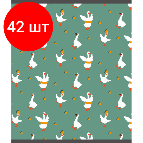 Комплект 42 штук, Тетрадь общая А5 48л №1School Гуси зеленые, клет, скреп, ВД-лак комплект 42 штук тетрадь общая а5 48л 1school гуси зеленые клет скреп вд лак