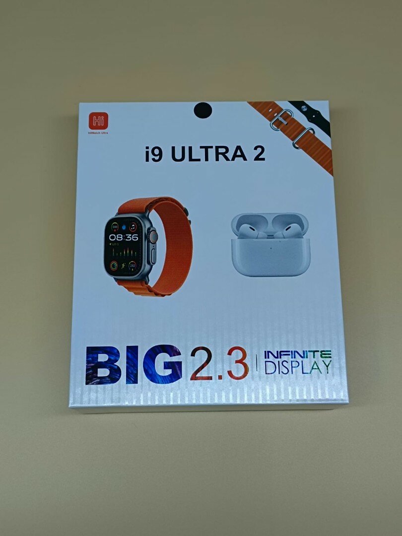 Ультра умные часы I9 Ultra Smart Watch с беспроводными наушниками Big 2.3 черный