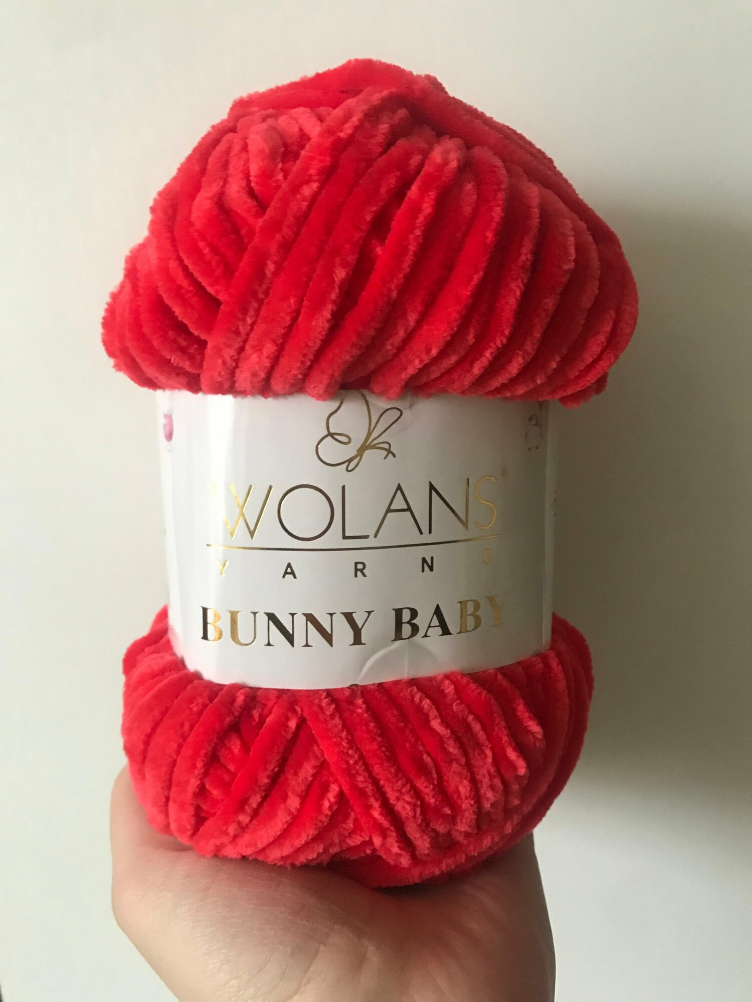 Пряжа плюшевая Wolans Bunny Baby 08( красный), 100г, 120м,1 шт