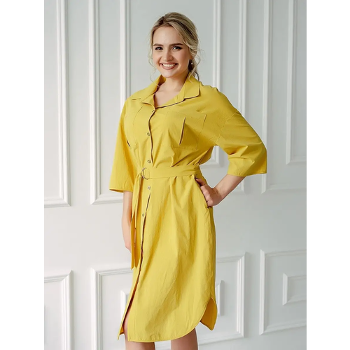 фото Платье текстильный край, размер 52, желтый