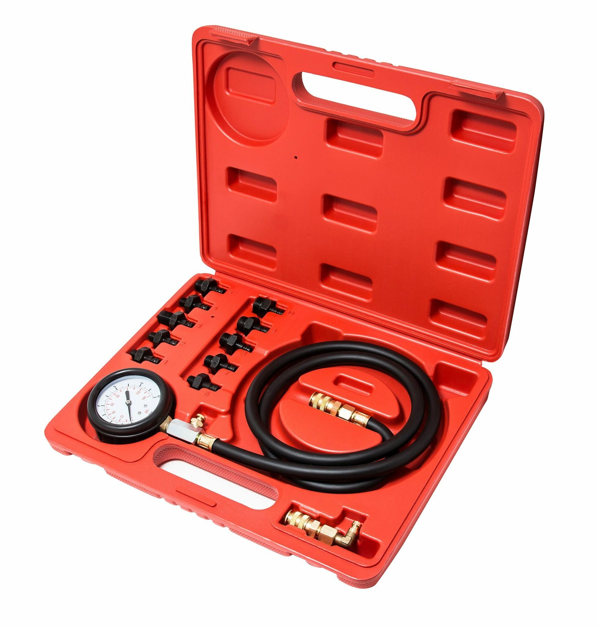 фото Тестер давления масла в комплекте с резьбовыми переходниками 12пр.(0-10Bar), в кейсе Forsage F-912G1