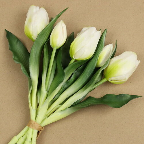 EDG Силиконовые цветы Тюльпаны Piccola Ragazza 5 шт, 28 см белые 216003,15