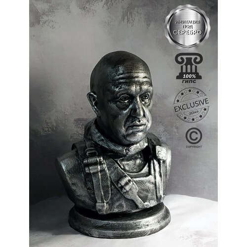фото Бюст пригожин евгений (гипс под серебро) 3dxa