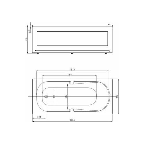 Акриловая ванна Aquatek Лея 170x75 см LEY170-0000021, белый