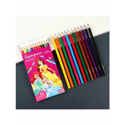 Карандаши цветные 12 цветов Принцессы 288₽