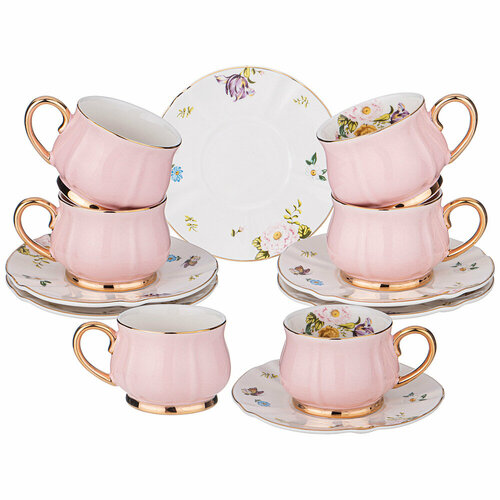 Кофейный фарфоровый сервиз на 6 персон пинк100мл 5913₽
