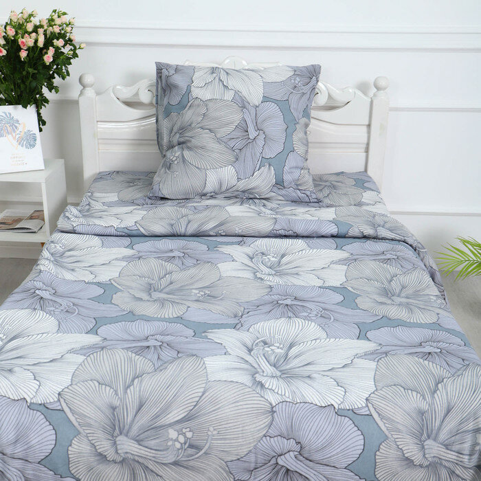 фото КПБ 1,5 сп Богема серый, 150х210 см, 150х210 см, 70х70 см, бязь, 120г/м, хл 100%