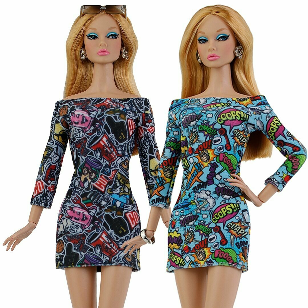 Набор платьев 2 шт. "Комиксы" Одежда для куклы типа Барби 29 см
