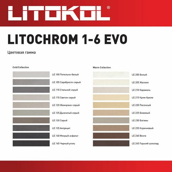 Затирка цементная Litokol Litochrom 1-6 EVO LE.220 песочный 2 кг