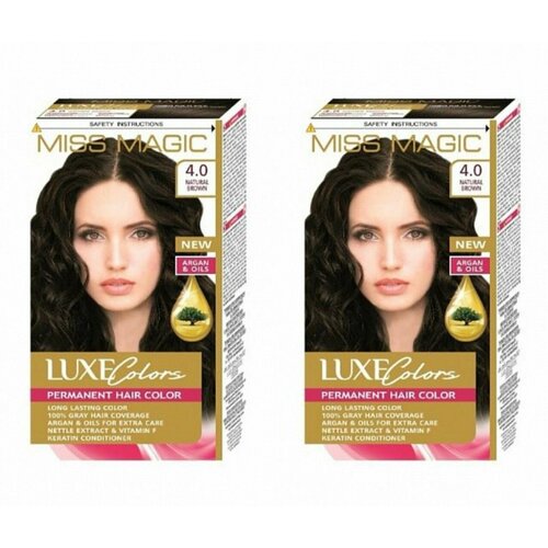 MISS MAGIC Краска для волос Luxe Colors тон 40 Натуральный коричневый 108 мл 2 штуки 901₽
