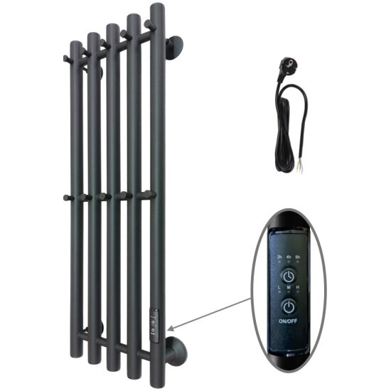 Полотенцесушитель электрическийд Маргроид INARO 800х240 правый  скр  монтаж  СНШ  черный матовый RAL 9005    Ferrum  10 крючков 