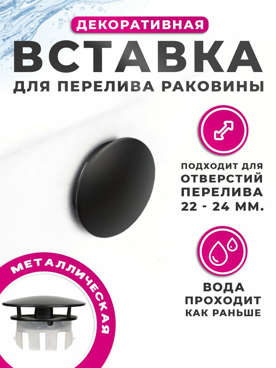 фото Металлическая заглушка для перелива раковины, декоративная